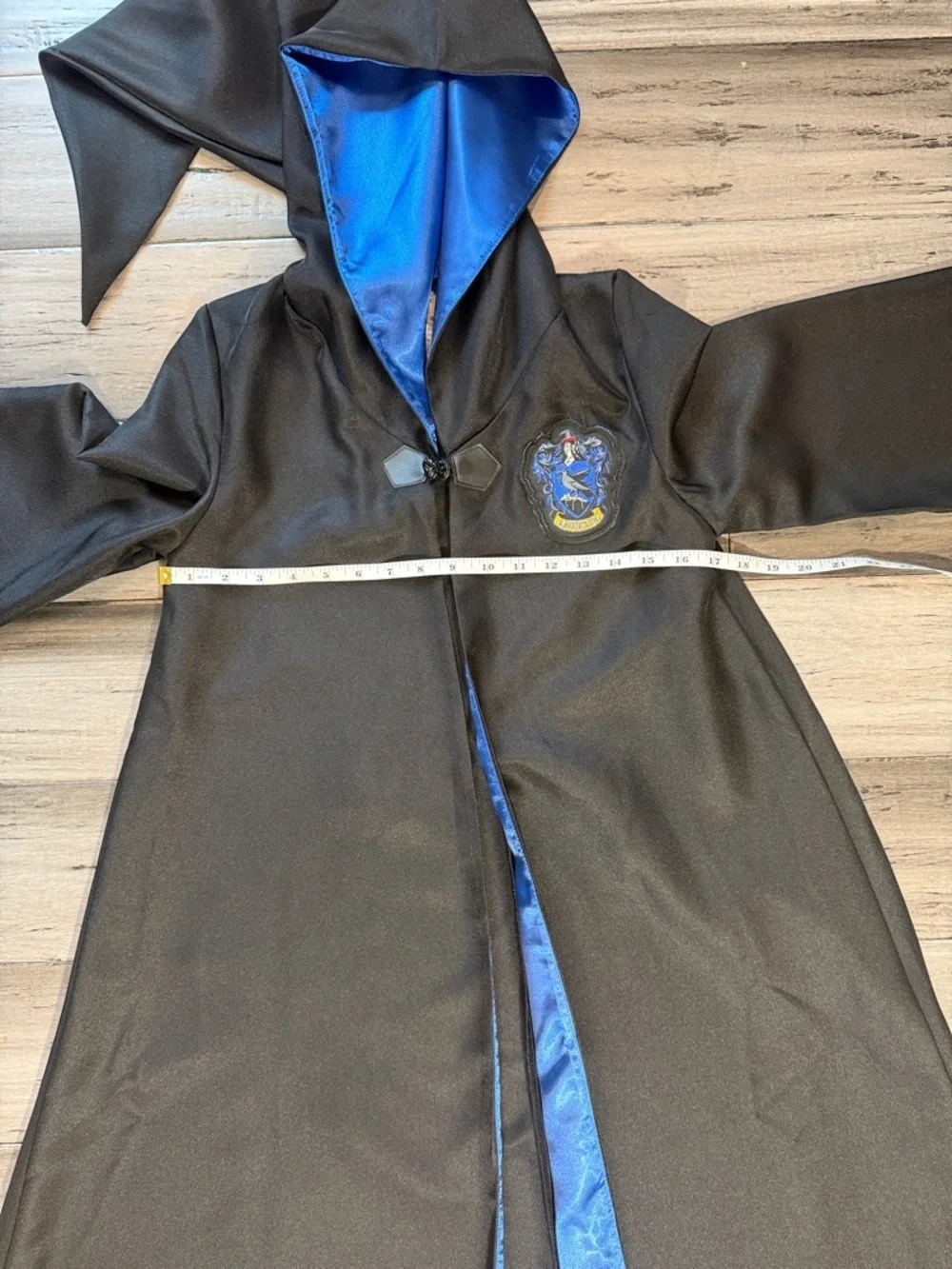 NWOT Harry Potter Black Hooded Robe with Royal Blue  Satin Lining